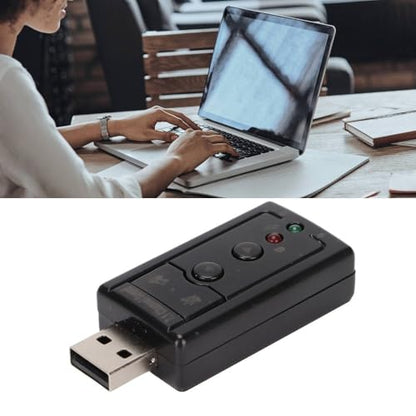 7.1 Channel Sound Card USB 2.0 Pure Digital Sound Output Microphone Ports Audio Upgrade External Sound Audio Adapter Computer Use