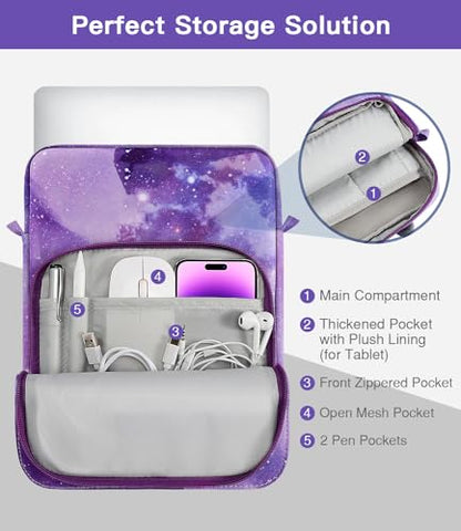 MoKo 13.3-14 Inch Laptop Sleeve Carrying Bag with Shoulder Strap & Handle | Fits Mac Neo A18 Pro, Mac Pro 13.3-inch M2, MacPro 14.2-inch M5/M5 Pro/M5 Max and MacAir 13.6-inch M5, Purple Starry Sky - color: Purple Starry Sky, size: 13.3-14 inch