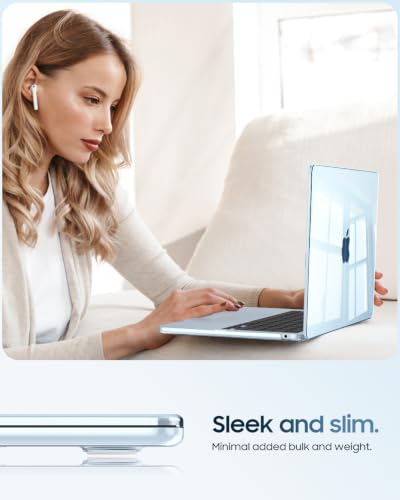Fintie Case for MacBook Air 13 inch A3449/A3240/A3113/A2681 2022-2026 | M2/M3/M4/M5, Snap On Hard Shell, Full Port Access, Easy On/Off, Lightweight, Sky Blue - color: Letter