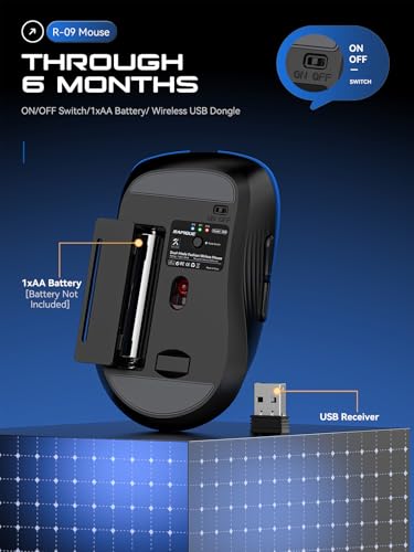 RAPIQUE Bluetooth Wireless Mouse - Dual Bluetooth & 2.4 GHz USB Receiver, Comfortable Grip, Quiet Clicks, Low Power - Multi-Device Compatibility for Laptop, MacBook, Computer, ipad(Gradient Blue) - color: Gradient Blue