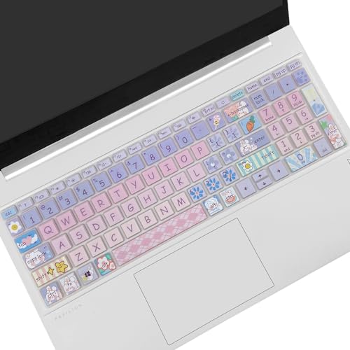 Cute Silicone Keyboard Cover for 15.6’’ HP Pavilion & HP Laptop 15-eg 15t-eg 15-eh 15-er Series, HP Laptop 17 17-cn 17-cp 17z-cp Series, Cute Bunny - color: Cute Bunny