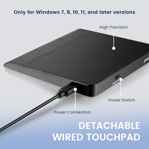 Perixx PERIPAD-506 Wired USB Touchpad – Slim Detachable Design for Desktop & Laptop – 5.31x4.57x0.55 Inches – Black