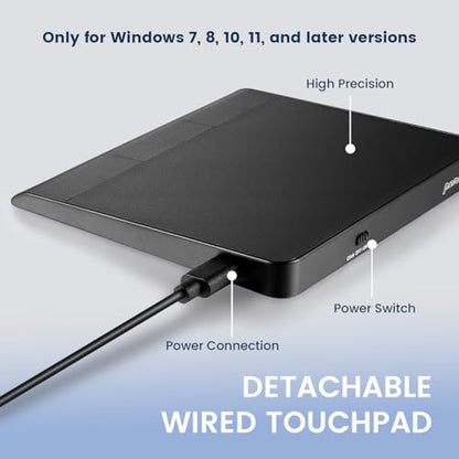 Perixx PERIPAD-506 Wired USB Touchpad – Slim Detachable Design for Desktop & Laptop – 5.31x4.57x0.55 Inches – Black