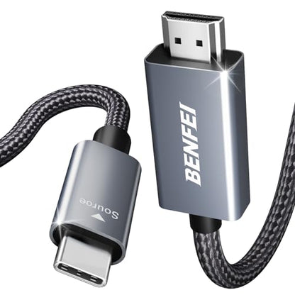 BENFEI USB C to HDMI 10 Feet Cable [4K@60Hz, Aluminum Shell, Nylon Braided], Thunderbolt 3/4/5 Compatible with iPhone 15 Pro/Max, MacBook Pro/Air 2023, iPad Pro, Surface Book 2, Galaxy S23 and More - size: 10 Feet, style: 4K@60Hz