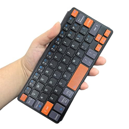DOGAIN Universal Bluetooth Mini Keyboard, Rechargeable Portable Travel Keyboard with Orange Keys & Adjustable Angle Stand, Compact Wireless Keyboard for iPad/iPhone/Tablet/Laptop & Android/Windows/iOS