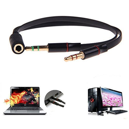 D & K Exclusives Headphone Splitter for Computer, 3-Pack Audio/Mic Splitter 3.5mm Female to 2 Dual 3.5mm Male Headphone Mic Audio Y Splitter Cable Smartphone Headset to PC Adapter, Black, Red, White