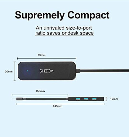 USB Hub 4 Port, USB 3.0 Hub 5Gbps Data Transfer, Ultra-Slim USB Splitter Port Expander for Laptop, MacBook, PC, PS5, Keyboard, Mouse – Plug and Play, No Driver Needed