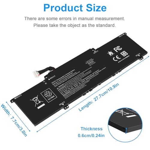 BN03XL Laptop Battery for HP Envy 13 13-BA 13-AR 13-AY 13-ay0xx Envy X360 15 2020 15M-EE 15M-ES 15-ES 15M-EE0013DX 15M-EE0023DX 15m-ee0xxx, HSTNN-OB1O HSTNN-DB9N L73965-271 L76985-271 L77034-005 - size: 10.9*3*0.24inch BN03XL