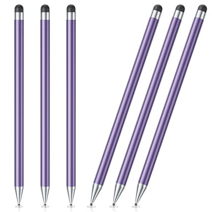 Stylus Pen for Touchscreen, 6 PCS Stylus 2-in-1 High Precision and Sensitivity, Suitable for iPad/iPhone/Samsung/Android Smartphone and Tablets, Compatible with Capacitive Touch Screen (Purple) - color: Purple