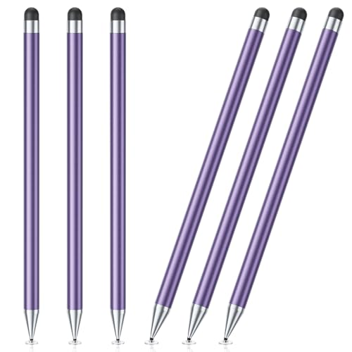 Stylus Pen for Touchscreen, 6 PCS Stylus 2-in-1 High Precision and Sensitivity, Suitable for iPad/iPhone/Samsung/Android Smartphone and Tablets, Compatible with Capacitive Touch Screen (Purple) - color: Purple