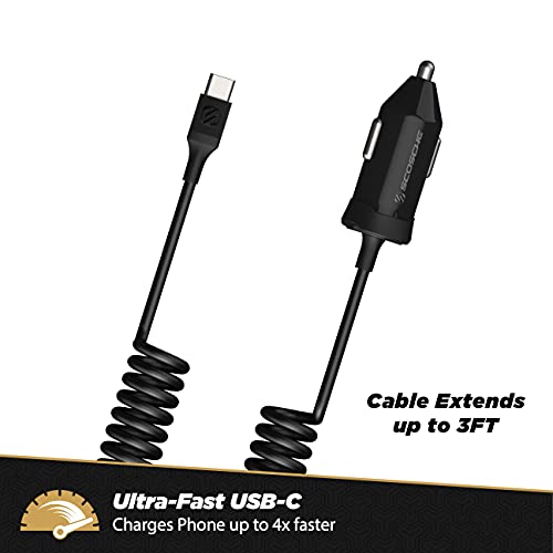 Scosche CPDC203 PowerVolt 20-Watt USB Type-C Power Delivery 3.0 Fast Car Charger with Attached 3-Foot Adjustable Coiled Cable for All USB-C Devices - style: 20W w/ USB-C Cable