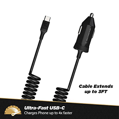 Scosche CPDC203 PowerVolt 20-Watt USB Type-C Power Delivery 3.0 Fast Car Charger with Attached 3-Foot Adjustable Coiled Cable for All USB-C Devices - style: 20W w/ USB-C Cable