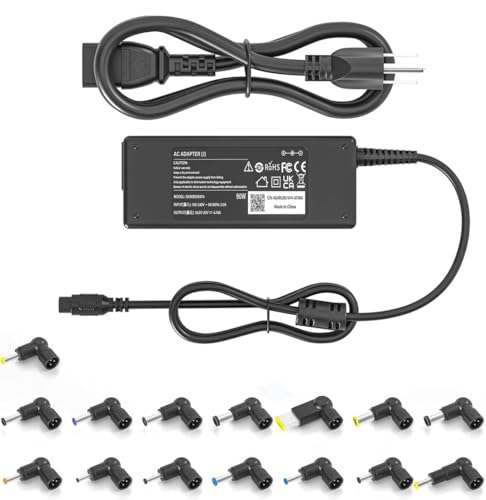 90W Universal AC Adapter Laptop Charger Replacement for Dell HP Acer Asus Lenovo Samsung IBM Fujitsu Gateway Notebook Ultrabook Chromebook Computer Power Supply Cord with 15 Tips