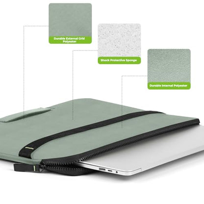 13.3-14 inch Laptop Sleeve Case Protective Briefcase Computer Bag, Green | Waterproof Polyester, Fits Most Laptop Models, Shockproof Interior, Smooth Zippers, Slim Profile - color: Green, size: 14inch
