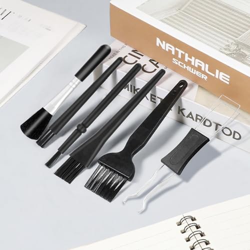 6PCS Keyboard Cleaning Kit with Keycap Puller & Switch Puller, Mini Anti-Static Dust Brush for Computer Motherboard Camera Small Space, Stainless Steel Key Remover for Mechanical Keyboard