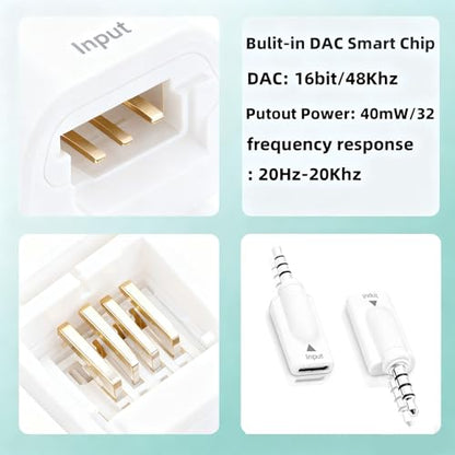 Poyiccot USB C to 3.5mm Jack Audio Adapter 1Pack, USB Type C Female to 3.5mm Male Audio Adapter, Type C to AUX Headphone Stereo HiFi DAC Jack for iPhone 15, MacBook, Car Headphone, White - style: 1 Pack Male to Female White