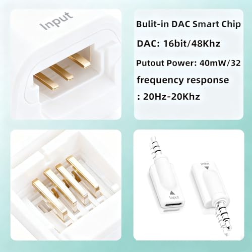 Poyiccot USB C to 3.5mm Headphone Jack Adapter 2 Pack, USB Type C Female to 3.5mm Male Audio Adapter, Type C to AUX Converter HiFi DAC Headphone Jack for iPhone 15,MacBook, Car Audio, White - style: 2 Pack Male to Female White