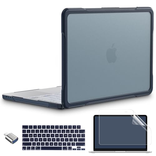 Batianda Ultimate Rugged Case for MacBook Neo 13 Inch 2026, Indigo | Fits Model A3404, Shock-Absorbing TPU Bumper, Carbon Fiber Side Texture, Matte Rugged Shockproof Hybrid Protective Shell - color: Indigo