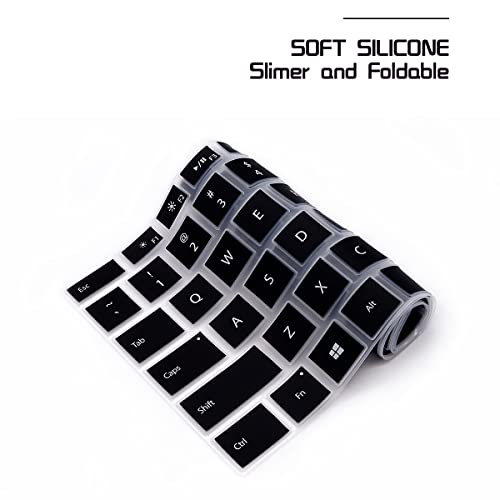 HRH English Silicone Keyboard Cover Skin for Microsoft Surface Pro | With Surface Pro 4, Pro 5 2017, Pro 6 2018, Pro 7 2019,12.3-inch Surface Pro 6,Dustproof,Soft-Touch,Ultra Thin,Black - color: Black