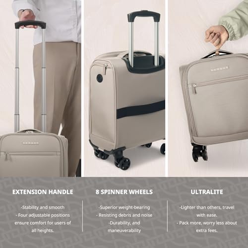 Verage Underseat Carry On Luggage with Wheels, 14.5-Inch Spinner Small Suitcase, Softside Lightweight Travel Bag for Men and Women, Airplane Carry On Bag, Pebble Gary - color: Pebble Grey, size: Basic Underseat