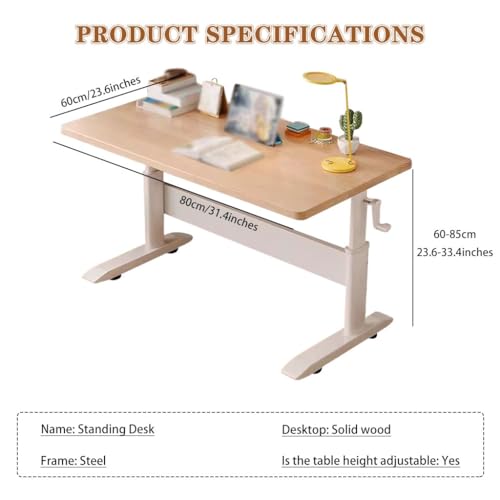 Adjustable Height Standing Desk, Home Spacious Computer Desk, Manual Lift Sit-Stand Table, Sofa Side Table for Office Home Bedroom(80cm) - size: 80cm