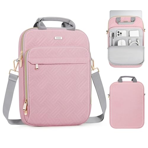 MoKo 13-14 Inch Puffy Laptop Sleeve Shoulder Bag Carrying Case with Handle | Fits Mac Air 13-inch M5, Mac Neo A18 Pro, Mac Pro 14-inch M5/M4/M3/M2/M1 and Surface 13.8-inch, Pink - color: Pink, size: 13.3-14 Inch