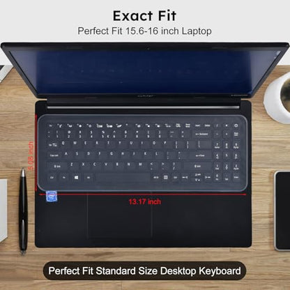 Universal Keyboard Cover Skin for 15.6-16 Inch Laptop Notebook(ASUS, Dell, HP, Lenovo, etc.), Ultra Thin Silicone Keyboard Protector, Waterproof & Dustproof, 13.17 x 5.08 inch, Clear