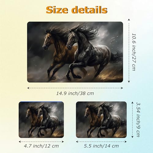 Universal Laptop Skin Sticker with 2 Wrist Pad Decals, 3-Piece Removable Vinyl Laptop Cover, Black Horse Waterproof Anti-Scratch, Easy-Trim Fit for 13.3" 14" 15.6" Laptops - color: Black Horse