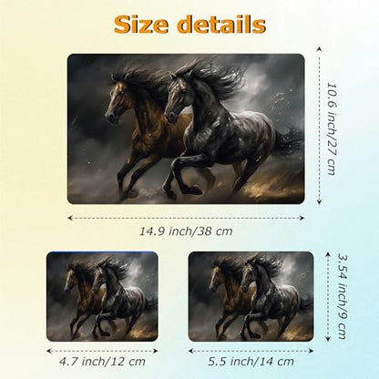 Universal Laptop Skin Sticker with 2 Wrist Pad Decals, 3-Piece Removable Vinyl Laptop Cover, Black Horse Waterproof Anti-Scratch, Easy-Trim Fit for 13.3" 14" 15.6" Laptops - color: Black Horse