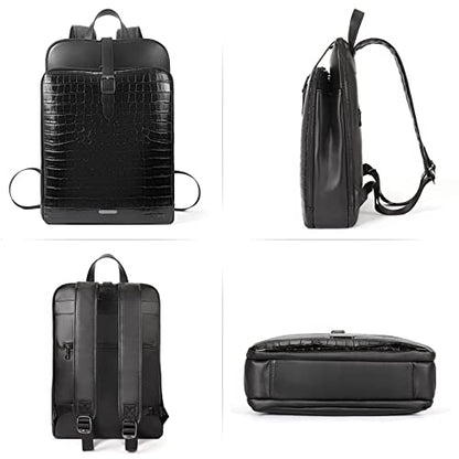 CLUCI Leather Backpack for Women, 15.6 inch Laptop Bag, Large Genuine Work Backpack Travel Back - color: 0-7 Crocodile Pattern 3