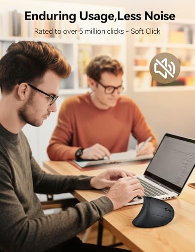 TECKNET Wireless Ergonomic Mouse, Rechargeable Wireless Vertical Mouse | Rechargeable Mouse Black, 2.4GHz USB Receiver, Silent Click, 6 Adjustable DPI up to 4800, 6 Buttons for Laptop, PC & MacBook - color: Black