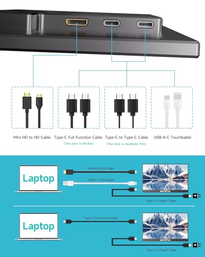 Portable Monitor Touchscreen 15.6", 1920x1080 60Hz FHD IPS HDR 10-Point Touch Screen Monitor with Built-in Stand & Speaker, HDMI USB C VESA External Travel Monitors for Laptop, PC, Mac, Phone - size: 15.6inch