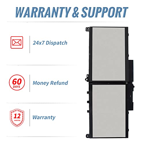 55Wh J60J5 7.6V 7470 7270 Laptop Battery for Dell Latitude E7470 E7270 451-BBSY 451-BBSX 451-BBSU WYWJ2 R1V85 MC34Y 242WD PDNM2 1W2Y2 GG4FM F1KTM NJJ2H 5F08V P61G001 P26S001 J6OJ5 - size: 9.35 x 4 x 0.25 inches J60J5 BATTERY