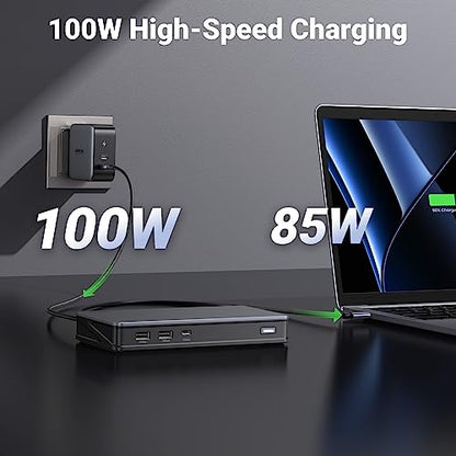 UGREEN USB C DisplayLink Docking Station, Dual 4K@60Hz, Driver Required | 9-in-1 Dual Monitor Dock for MacBook and Windows with 2xHDMI, 2xDP, 10Gbps USB-C and USB-A, 100W PD, Gigabit Ethernet