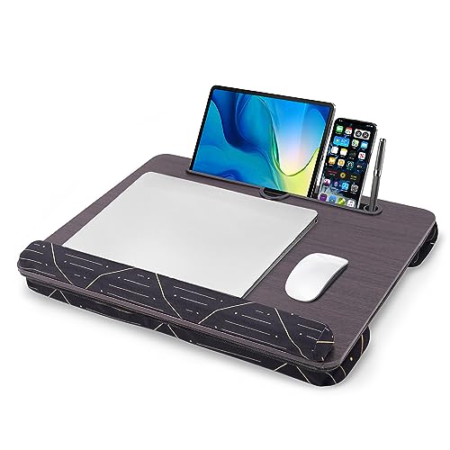 Lap Desk,Fits up to 15.6 inch Laptop Bed Table Computer with Soft Pillow and Storage Bag,Gaming Tray and Writing Tray on Bed for Home Office(2-Dark Brown) - color: 2-dark Brown
