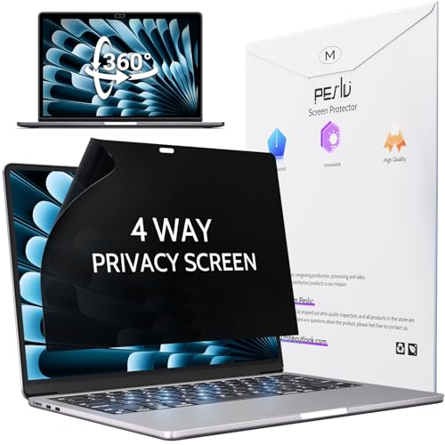 Peslv 360° 4 Way Privacy Screen for Macbook Air 13 (2018-2021, M1) & Macbook Pro 13 (2016-2022, M1, M2), Anti Glare Blue Light Spy Filter Private Cover, Black Security Protector for Mac Laptop - size: 13"(MacBook Air 2018-2021)