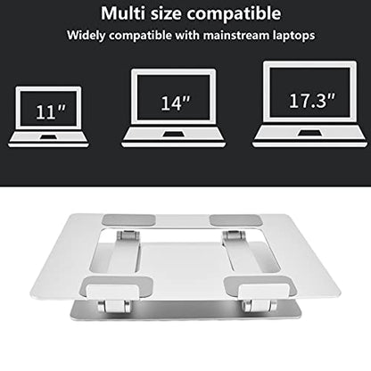 Collapsible Aluminum Alloy Laptop Stand, Portable Computer Riser Stand with Heat Dissipation Holes, Adjustable Height Notebook Support for Ergonomic Workstation Setup