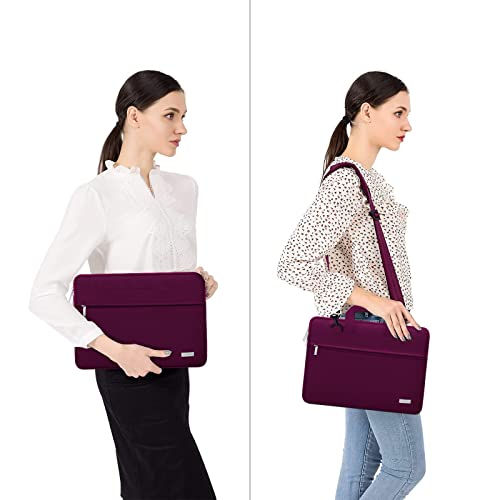 MOSISO Laptop Shoulder Bag, 13.3 inch Laptop Bags | Compatible with MacBook Neo 13/Air, HP Dell ASUS, 13-14 inch Computer Bags Polyester Sleeve Bag with Trolley Sleeve, Burgundy