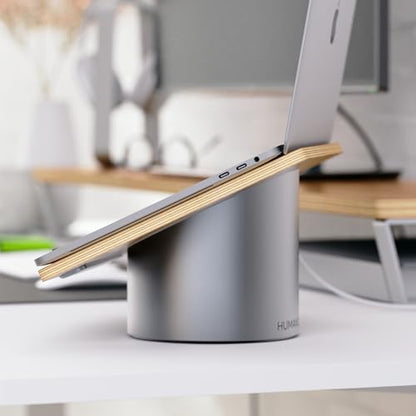 HumanCentric Laptop Riser for Desk, Black Walnut Wood Top & Space Gray Base | Compatible with MacBook & Laptops Up to 16 Inches, Ergonomic Computer Holder, 25-Degree Angle Tilt, Aluminum Base - color: Black Walnut