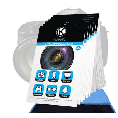 Lens Cleaning Paper Tissue 6X booklets/300 Sheets + Double Sided Cleaning Cloth - Lens Cleaning Paper for Use on Camera Lenses - Double-Sided Cleaning Cloth for Use on Electronic Screens