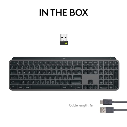 Logitech MX Keys S Wireless Keyboard Low Profile Fluid Precise - Graphite | Fluid precise quiet typing, programmable keys, backlighting, USB C rechargeable, for Windows PC, Linux, Chrome, Mac - color: Graphite, style: MX Keys S