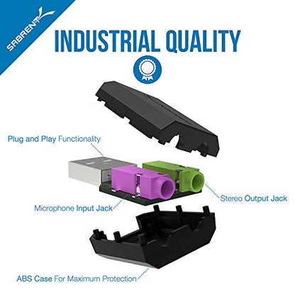 SABRENT USB External Stereo Sound Adapter for Windows and Mac. Plug and Play No Drivers Needed. (AU-MMSA) - style: USB- A