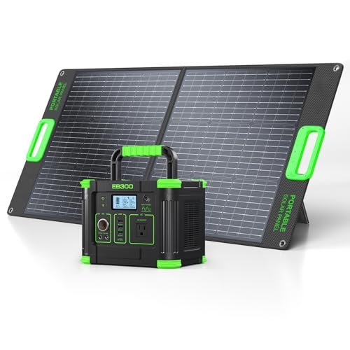 GRECELL 330W Portable Power Station with 100W Solar Panel | 288.6Wh Portable Power Station 330W Solar Generator AC Outlets, Backup for Outdoor Camping, Trip, Power Outage - color: Black
