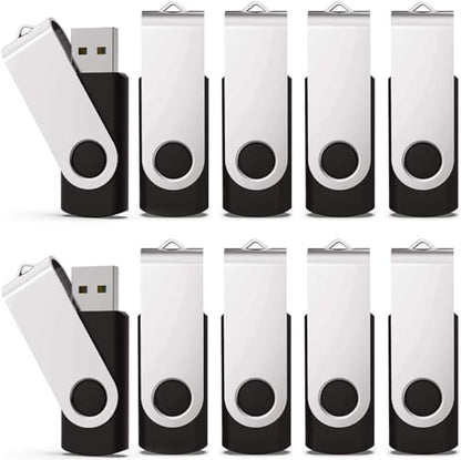 KEXIN 10 Pack 4GB Flash Drive Thumb Drive 4G USB Drive Memory Stick with LED Indicator, USB 2.0 Black - size: USB 2.0-4G, style: 10 Pack