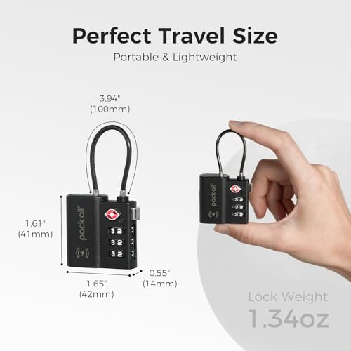 pack all Anti-Lost Tracking Luggage Lock, Smart TSA-Approved Cable Lock | Compatible Only with iOS, USB-C Rechargeable, Resettable 3-Digit Code, Clear Number Dials, Flexible Cable, 2 Pack - style: 2-Pack
