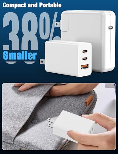 Hzevn 2Pack 85W USB C Wall Charger Block, 3-Port USB C Charging Adapter,Multi Super Fast Charging Power Plug Cube for MacBook Pro/Air,i-Pad Pro,i-Phone 17/16/15, Galaxy S25,and More-White - color: White+White