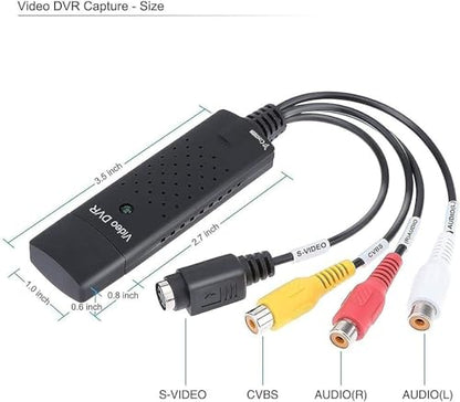 Video Capture Card, USB Video Capture Device,RCA to USB Audio Video Converter,VHS Mini DV VCR Hi8 DVD to Digital Converter for PC TV Tape Player Camcorder,Support PAL/NTSC,MAC Windows Vista Compatible