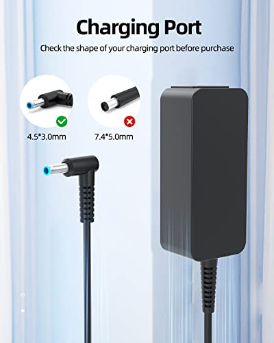 Superer 45W AC Charger Fit for HP 14-dq0xxx 14-dq0051dx 14-dq0052dx 14-dq0054dx 14-dq0055dx 14-dq0011dx 14-dq0002dx 14-dq0003dx 14-dq0005dx 14-dq0035dx Model Laptop Power Cord Supply