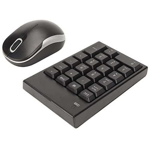 Numeric Keypad Mouse Combo, 2.4GHz Wireless Number Pad and Mouse ABS Material 22 Keys Ultra Slim USB Numeric Keypad and Mouse Combo for Laptop Desktop, PC, Pro,Notebook (Black)
