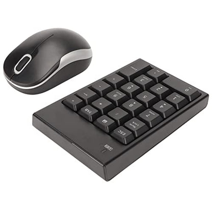 Numeric Keypad Mouse Combo, 2.4GHz Wireless Number Pad and Mouse ABS Material 22 Keys Ultra Slim USB Numeric Keypad and Mouse Combo for Laptop Desktop, PC, Pro,Notebook (Black)